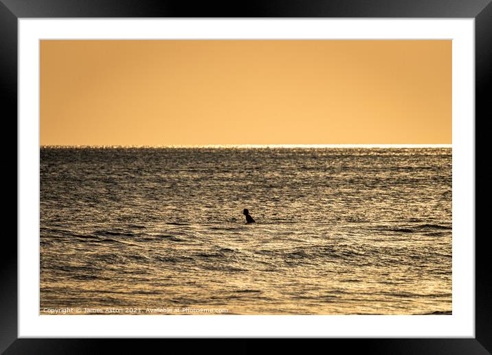 Sunset Surfer Bali Indonesia Framed Mounted Print by James Aston