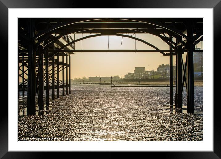 Sunrise through Cleethorpes Peir  Framed Mounted Print by James Aston