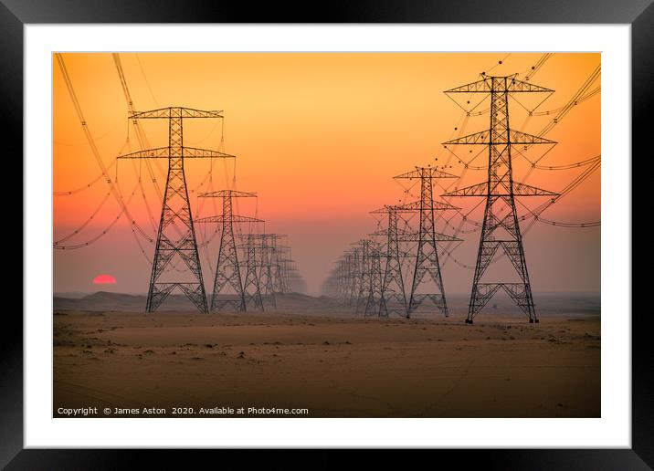 Sunset in the Desert Framed Mounted Print by James Aston