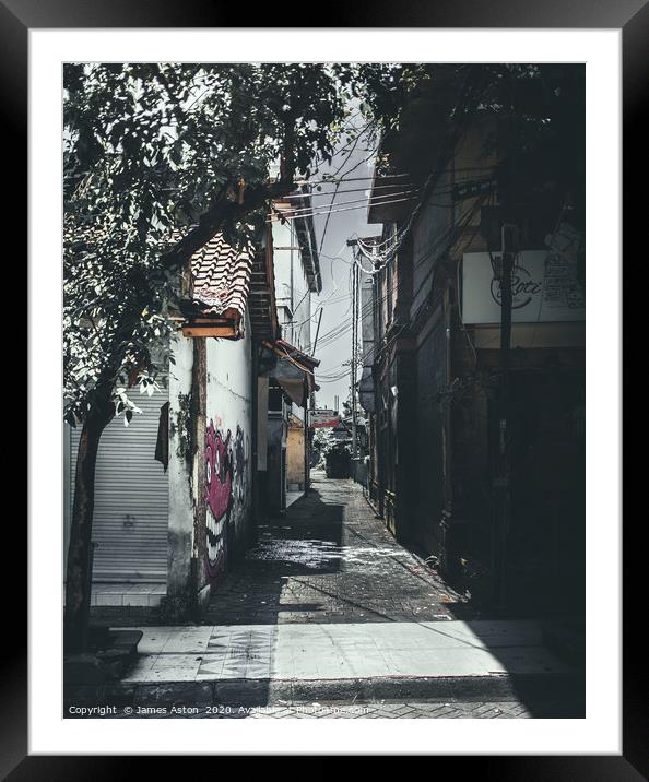 Urban Balinese Street Framed Mounted Print by James Aston