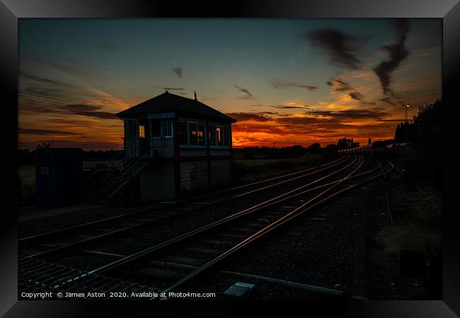 Sunset over the Signal Box Framed Print by James Aston