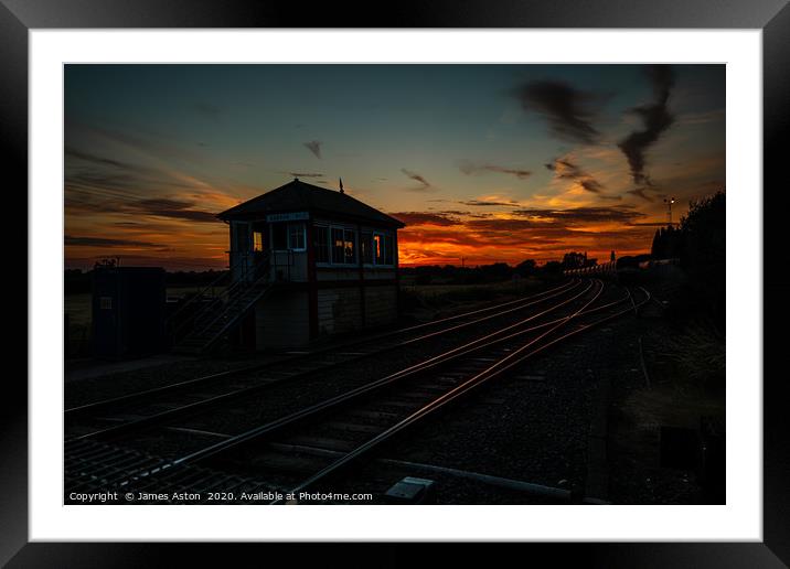 Sunset over the Signal Box Framed Mounted Print by James Aston