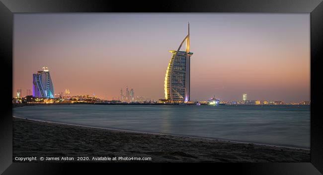 Summer Sunset over the Palm Dubai Framed Print by James Aston