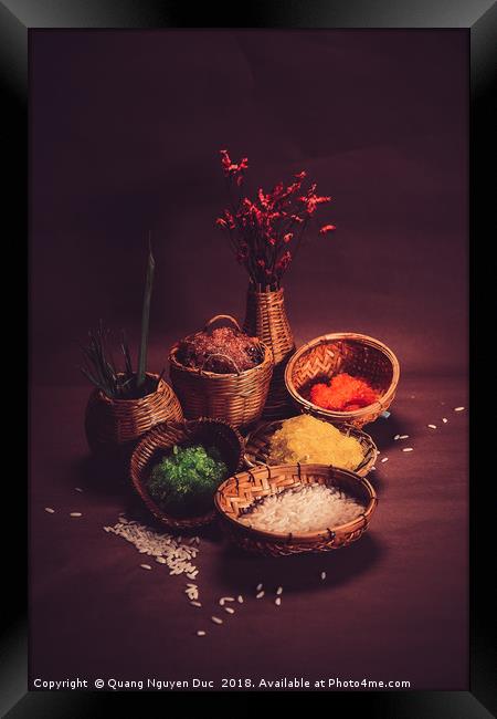 Colorful Raw Rice in basket Framed Print by Quang Nguyen Duc