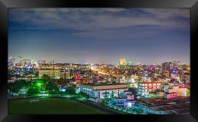 Ho Chi Minh Cityscape at night in District 8 Framed Print by Quang Nguyen Duc