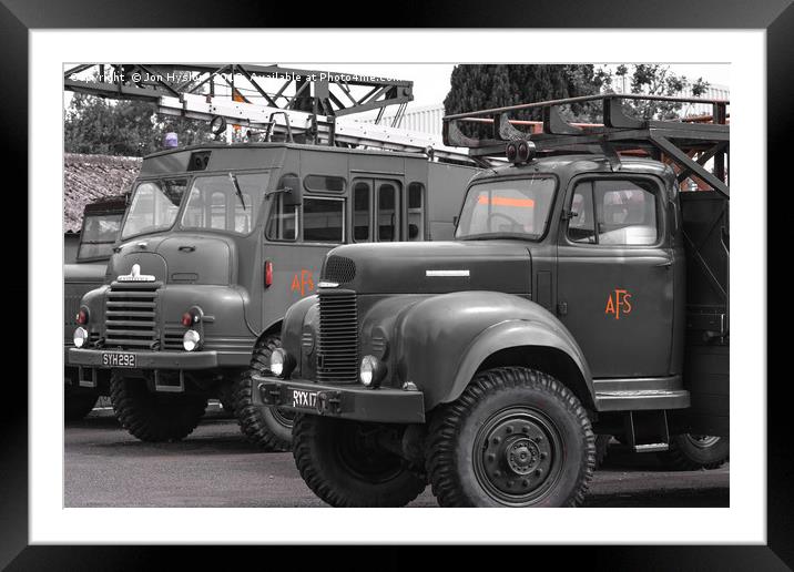 military fire engines Framed Mounted Print by Jon Hyslop