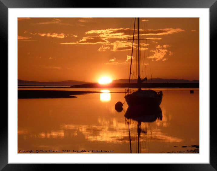 Findhorn Sunset calm  Framed Mounted Print by Chris Sherwin