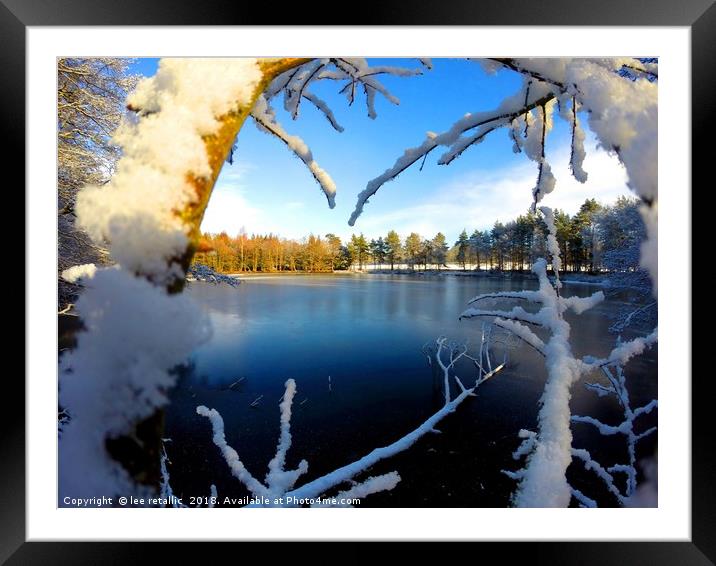 Frozen Lake at winter time Framed Mounted Print by lee retallic