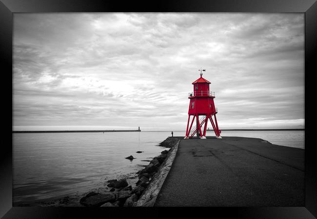 Herd Groyne Lighthouse in South Shields Framed Print by Phil Page