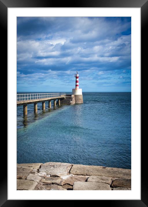 Amble Pier Lighthouse in Northumberland Framed Mounted Print by Phil Page
