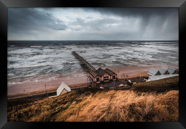 Saltburn by the Sea Pier from the cliff top Framed Print by Phil Page