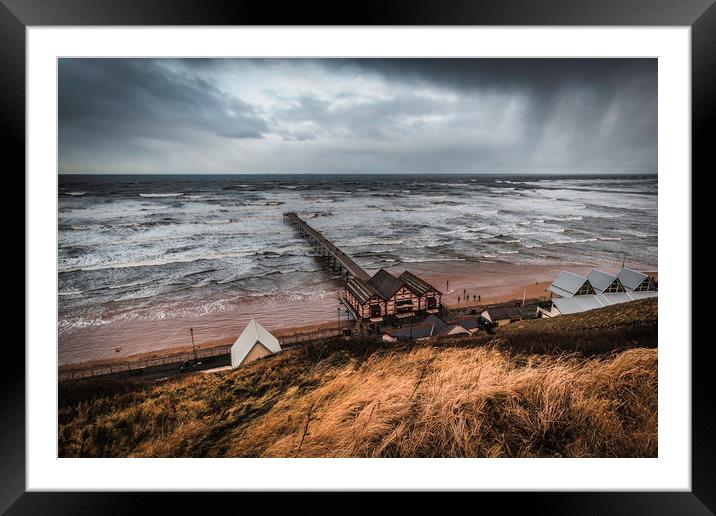 Saltburn by the Sea Pier from the cliff top Framed Mounted Print by Phil Page