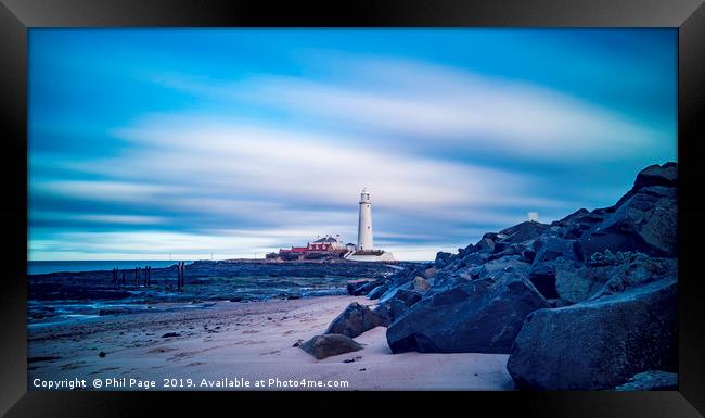 St Mary's Lighthouse at Whitley Bay Framed Print by Phil Page