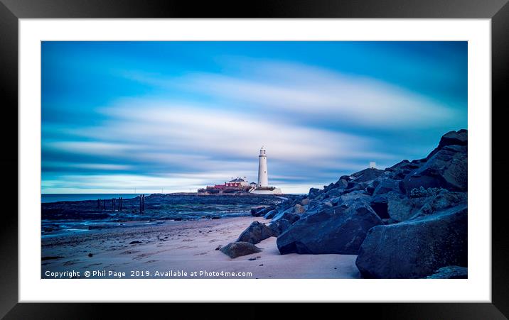 St Mary's Lighthouse at Whitley Bay Framed Mounted Print by Phil Page