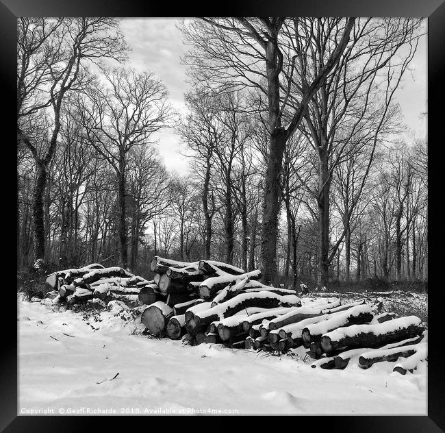 Snow Logs In March Framed Print by Geoff Richards