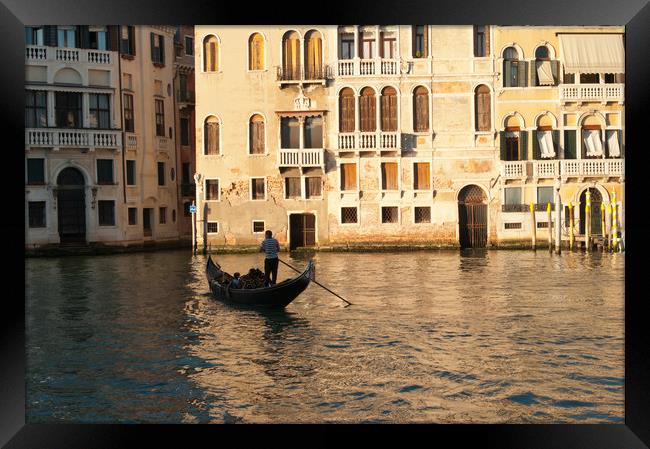 Silhouette of a gondola in evening sun Framed Print by Andrew Michael