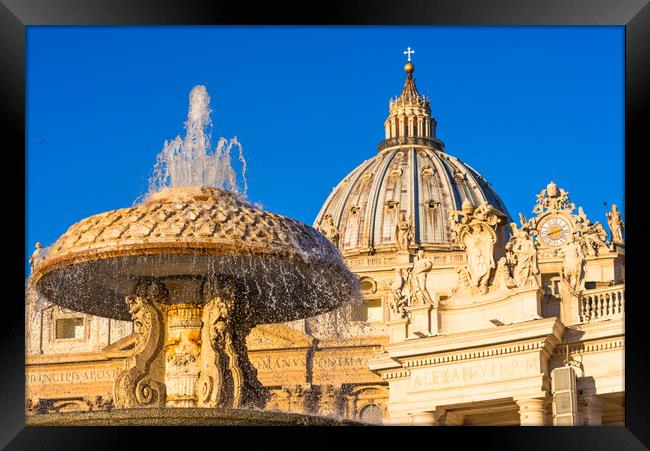 Bernini's fountains at St. Peter's square Framed Print by Andrew Michael