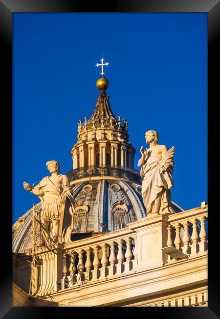 St Peter's Cathedral Cupola and religious statues Framed Print by Andrew Michael