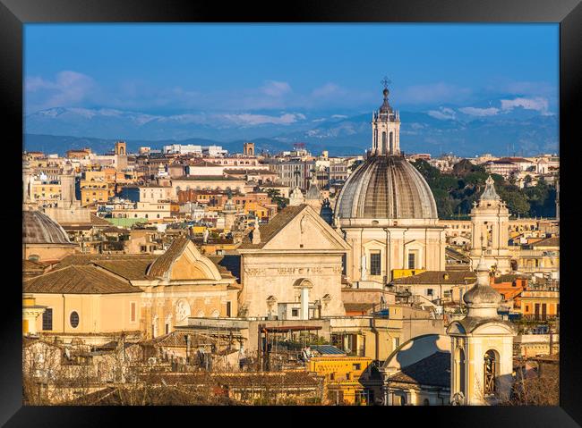 Historic Rome city skyline with domes and spires Framed Print by Andrew Michael