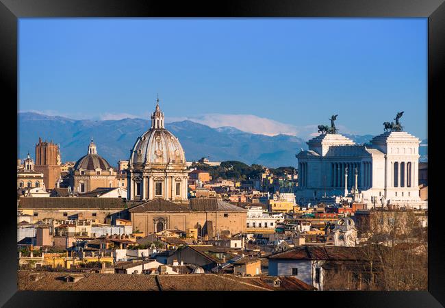 Historic Rome city skyline with domes and spires Framed Print by Andrew Michael