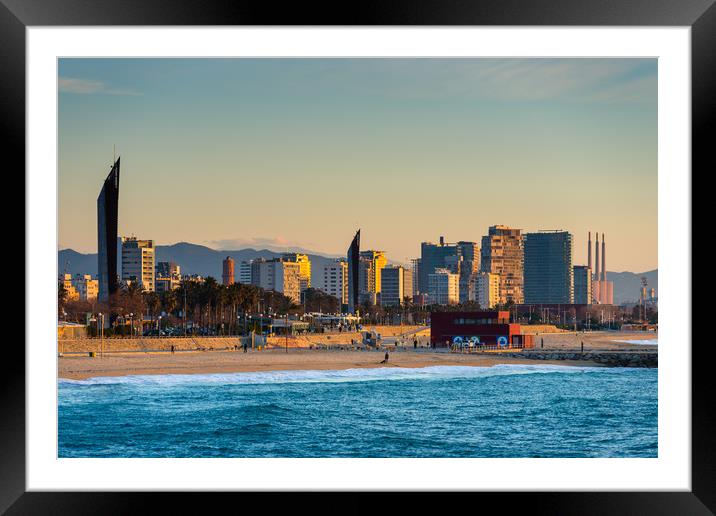 Barcelona beach Framed Mounted Print by Andrew Michael