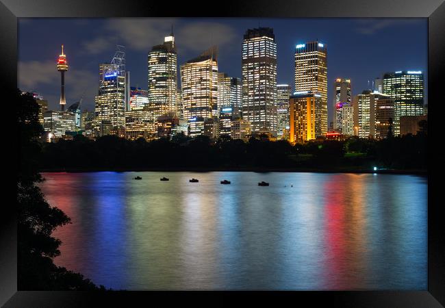 Sydney city skyline after dark Framed Print by Andrew Michael