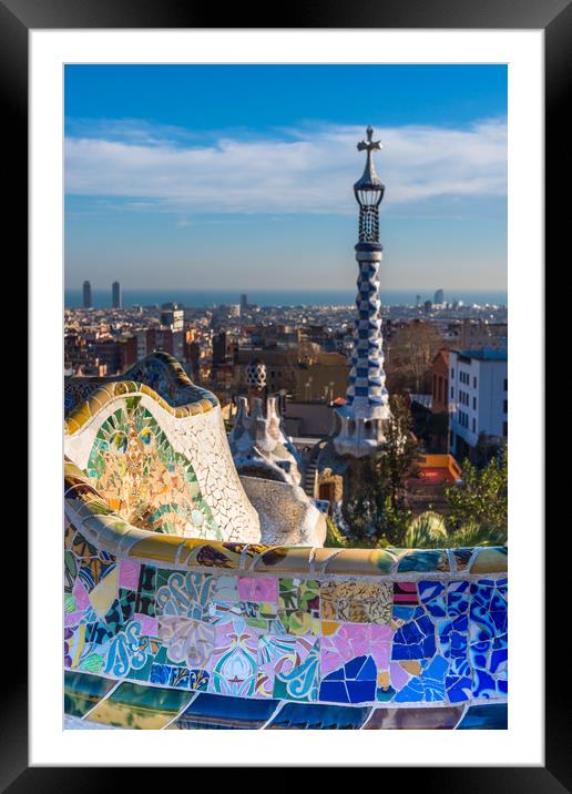 Park Guell houses Framed Mounted Print by Andrew Michael