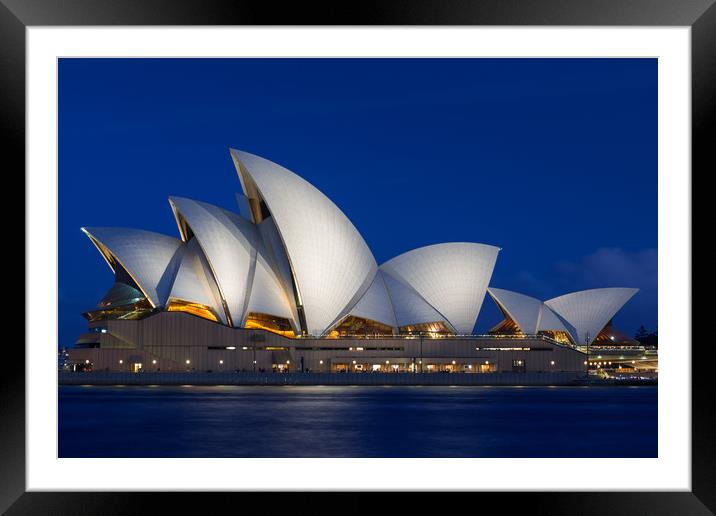 Sydney Opera House after dark. Framed Mounted Print by Andrew Michael