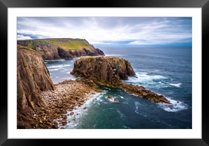 Enys Dodnan Rocks  Framed Mounted Print by Andrew Michael