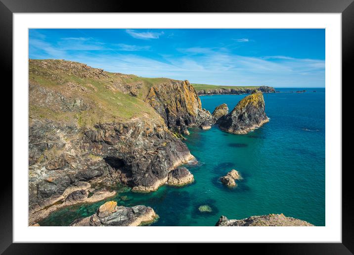 Kynance Cove on the Lizard Peninsular 2 Framed Mounted Print by Andrew Michael