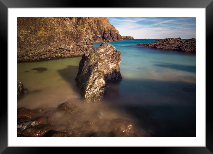 Rocky coastal scenery at Kynance Cove Framed Mounted Print by Andrew Michael