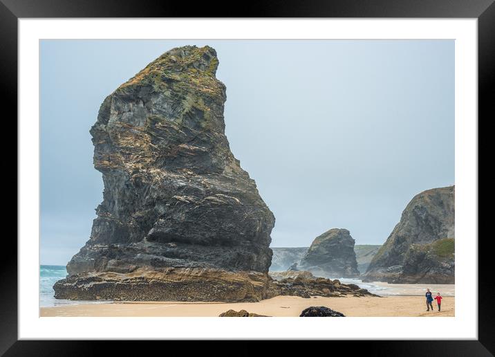 Awesome Bedruthan Steps Framed Mounted Print by Andrew Michael
