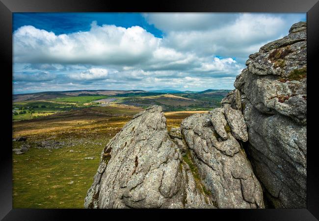 Views from Haytor Rock Framed Print by Andrew Michael
