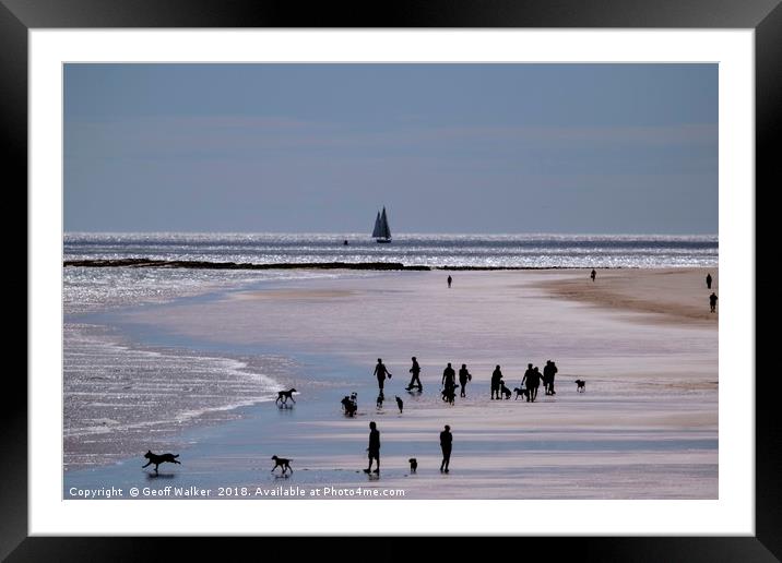 Beach Scene reminiscent of Lowry Framed Mounted Print by Geoff Walker