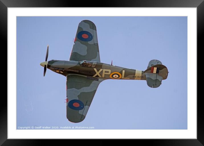 Hawker Hurricane close flypast Framed Mounted Print by Geoff Walker