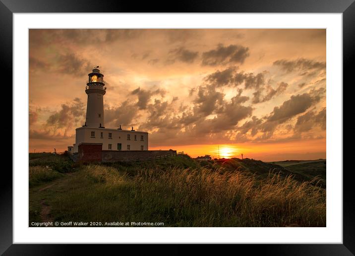 Sunset Flamborough lighthouse Framed Mounted Print by Geoff Walker
