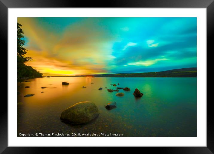 Lochness at Night Northern lights aurora  Framed Mounted Print by Thomas Finch-Jones