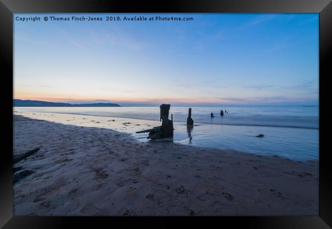 Blue Anchor Bay Sunset Framed Print by Thomas Finch-Jones