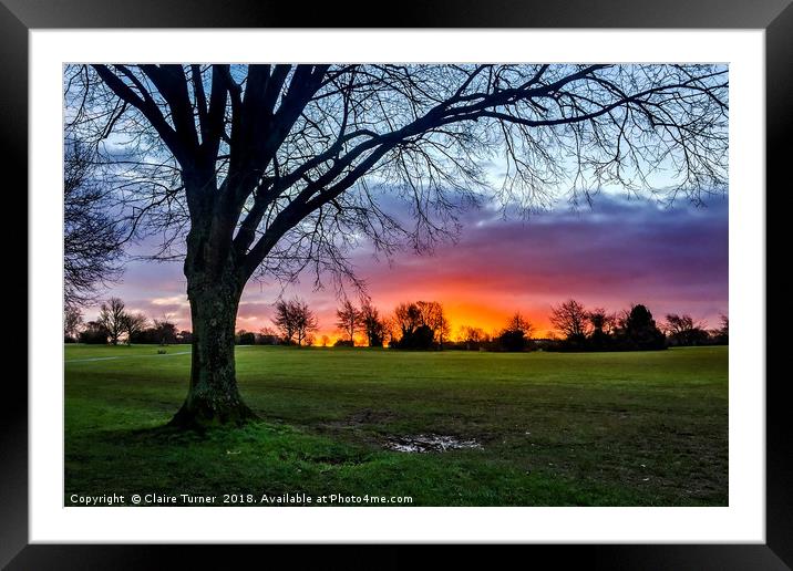 The Downs Sunrise Framed Mounted Print by Claire Turner