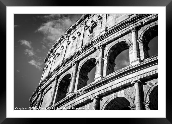 Colosseum arches in black and white Framed Mounted Print by Claire Turner
