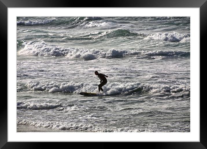 lone surfer Framed Mounted Print by steven clifton