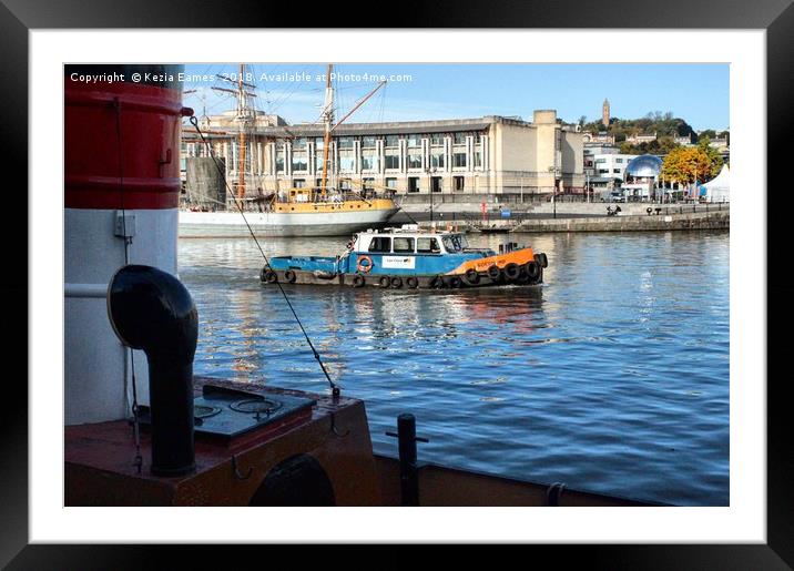 Bristol Blue Taxi Framed Mounted Print by Kezia Eames