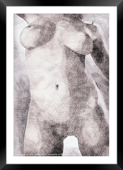 Naked woman dancing Framed Mounted Print by Ann Spells