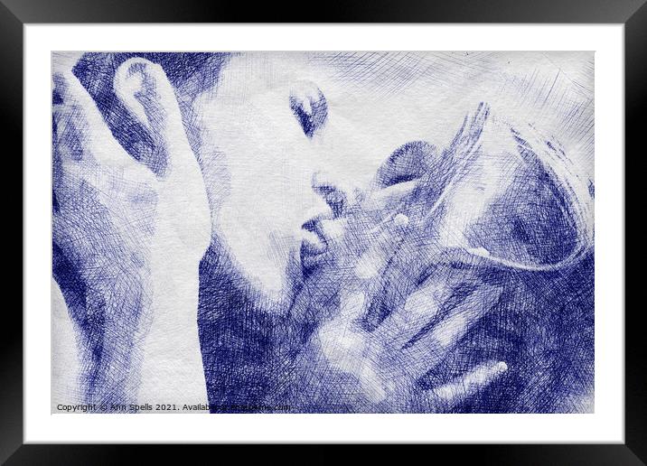 Lesbian Couple Kissing Framed Mounted Print by Ann Spells