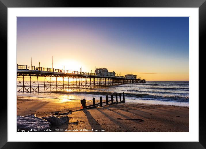 Sunrise Worthing Pier Framed Mounted Print by Chris Allen