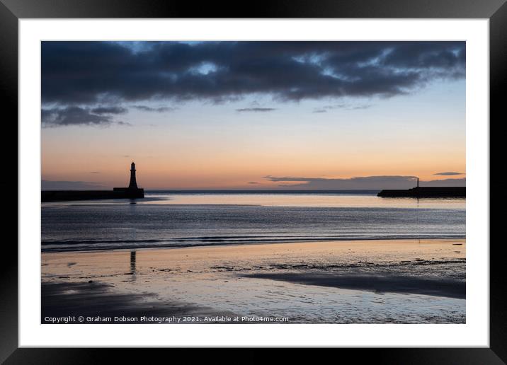 Roker Pier and Lighthouse at Sunrise  Framed Mounted Print by Graham Dobson