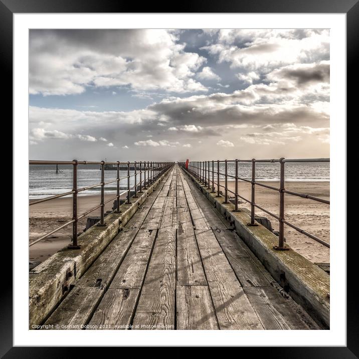 Blyth Pier, Northumberland Framed Mounted Print by Graham Dobson