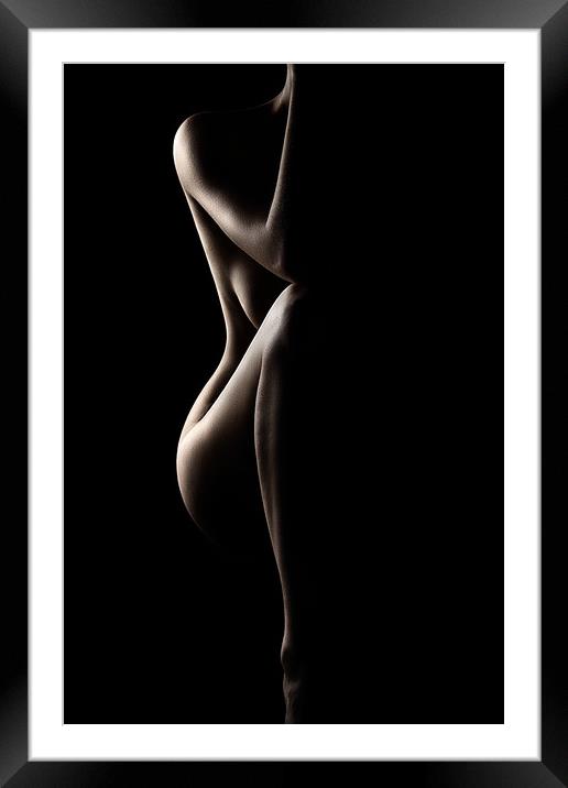 Silhouette of nude woman Framed Mounted Print by Johan Swanepoel
