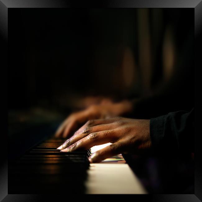 Hands playing piano close-up Framed Print by Johan Swanepoel