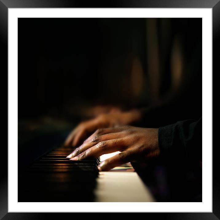 Hands playing piano close-up Framed Mounted Print by Johan Swanepoel